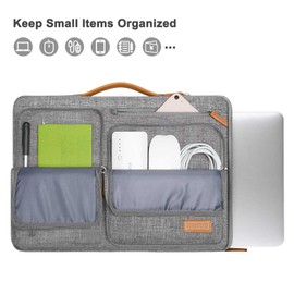 MOSISO 360 Protective Laptop Sleeve Compatible with MacBook Air 13 inch M3 M2 M1 2024-2018 / Pro 13 inch 2024-2016 / Surface Pro 9/8/7/6/X/5/4/3,Side Open Bag with 4 Zipper Pockets&Handle, Gray