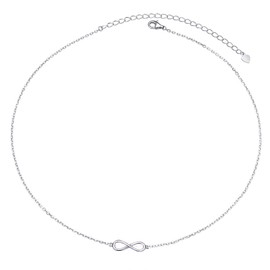 DAOCHONG S925 Sterling Silver Choker Infinity Clavicle Short Pendant Necklace for Women Jewelr