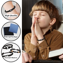 Meliatomia Baptism Gifts for Boys,Braided Rope Cross Christian Bracelet Christmas Gift for Baby Boy,Christening First Holy Communion Gifts for Kids Teen Boy Baptism gifts