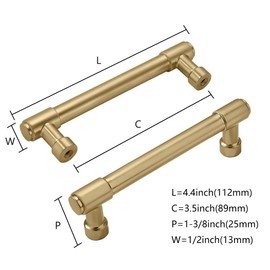 ZAUYX Solid Heavy Duty Jasper Pulls 2 Pack Champagne Bronze Cabinet Pulls 3-1/2 Inch Hole Centers for Kitchen Cupboard Handles Modern Drawer Pulls Bathroom Champagne Brass Cabinet Pulls