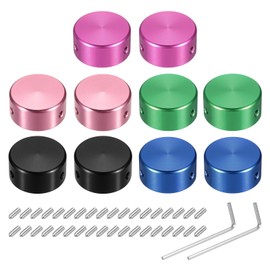 MECCANIXITY 10 Pcs Footswitch Toppers Guitar Pedal Button Caps Metal Footswitch Top Cover 3/8" Multi-Color for Guitar Effects Pedal Buttons, Green, Gold, Pink, Red, Black