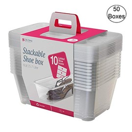 Life Story 5.7 Liter Clear Shoe/Closet Storage Box Stacking Container (50 Boxes)