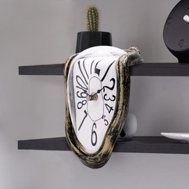 Lafocuse Melting Clock for Shelf, Salvador Dali Clock Silent Non-Ticking Battery Operated Office Home Décor