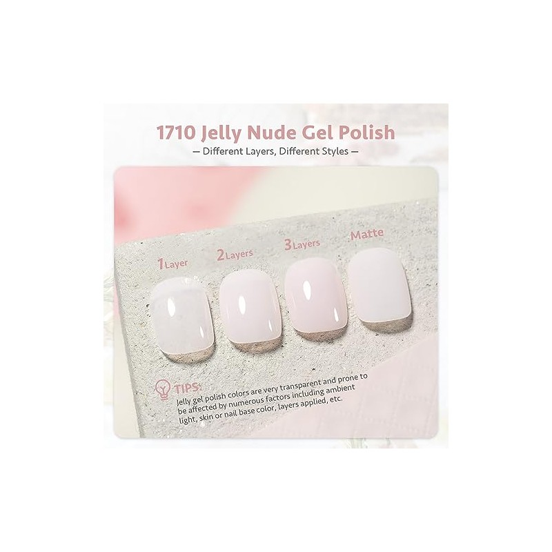GAOY- Esmalte de uñas en gel Jelly Nude, esmalte en