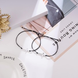 SIXDUTON Set of 2 Distance Matching Bracelets, Bracelets, Gift Ideas, Mother's Day Gifts, Birthday Gift for Mother, Daughters, Dad, Son, 22 centimetres, Stainless Steel