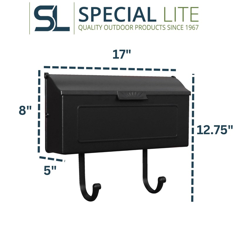 Special Lite Horizon Horizontal Wall Mount Mailbox - Black Aluminum