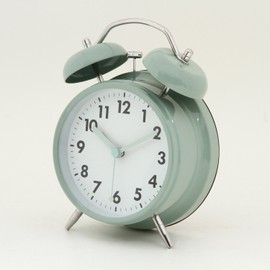 Fuji Boeki Table Clock, Pale Blue, Width 4.6 x Depth 2.2 x Height 6.7 inches (11.7 x 5.5 x 17 cm), Bell Alarm Clock 32703