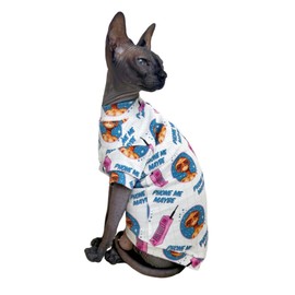 Limited Edition Sphynx Cat T-Shirts Elastic Hairless Cat Sweatshirt Pet Kitten Clothes Round Collar Kitten Shirts Vest Cats & Small Dogs Apparel (Alien, XL (10-12 lbs))