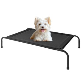 HealSmart Raised Cooling Elevated Dog Bed Outdoor Portable Dog Cat Beds No-Slip Feet Durable Pet Hammock Bed, 42x25.5x8 Inch, Black