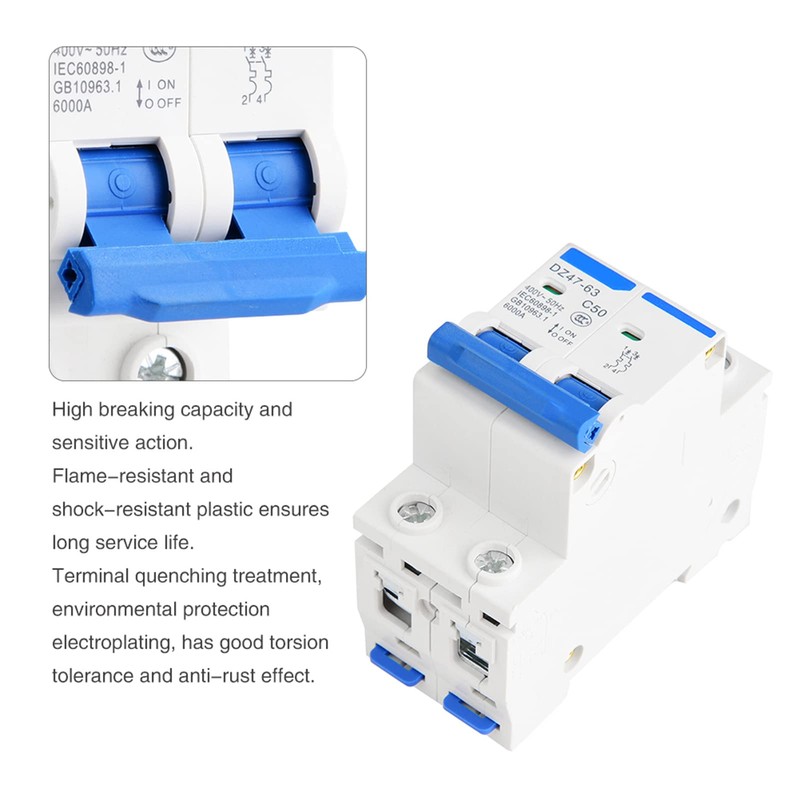 AC 400 V Circuit Breaker DIN Rail 50 A 2P