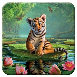 D LiveLife Cork Coaster - Tiger Lily from Deluxebase. Lenticular 3D Tiger Coaster. Non-Slip Table Coasters Featuring Original Artwork by Jerry LoFaro. Ideal for Home Decor.