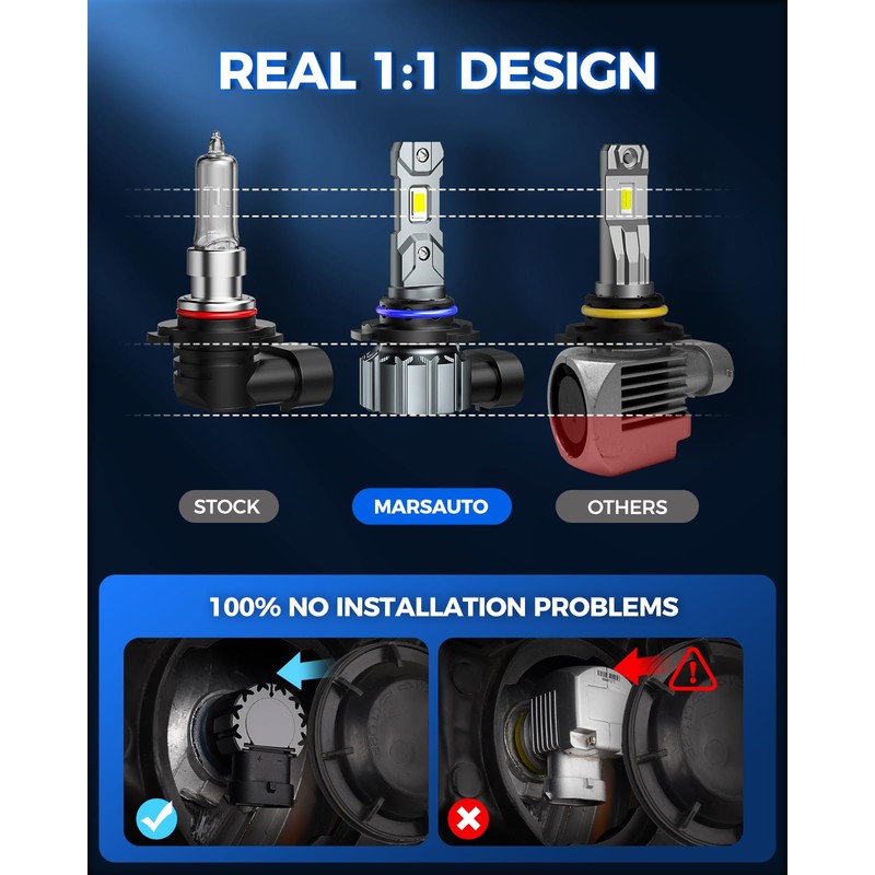 Marsauto M1S 9006 HB4 Bulbs, 30000LM Super Bright 9006 Bulb