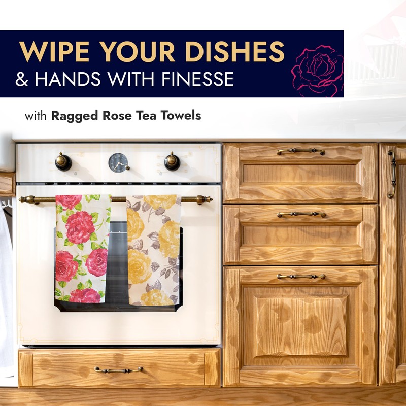 Ragged Rose Tea Towels for Kitchen - 50 cm x