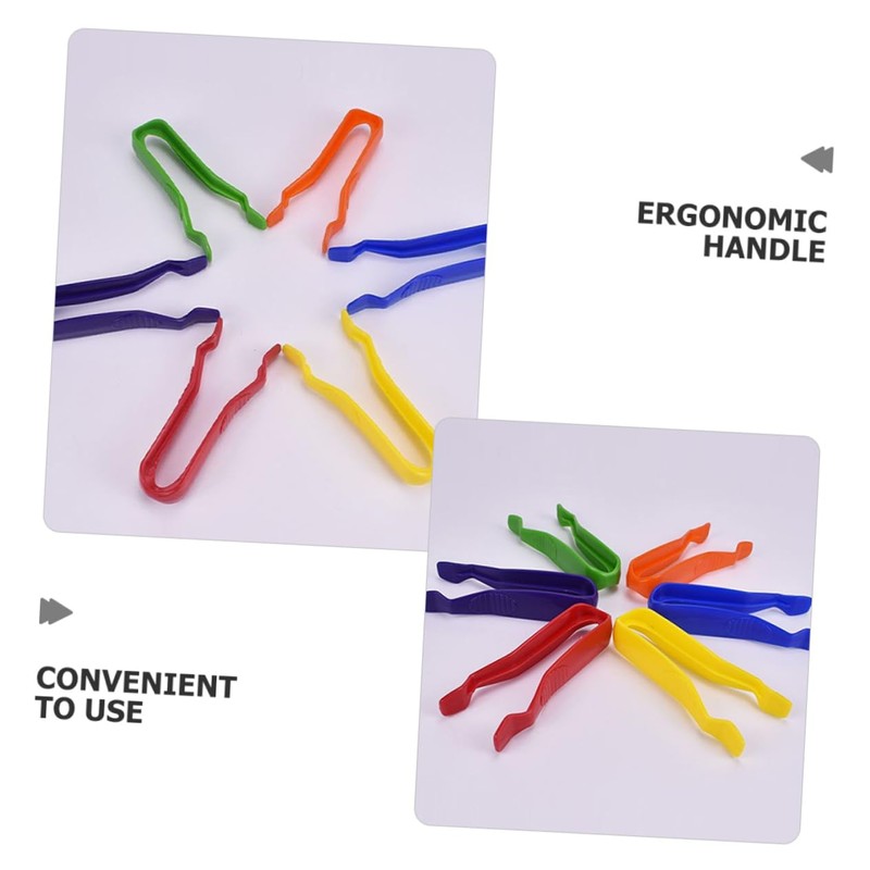 KOMBIUDA Safe Plastic Tweezers 6pcs Bead Tweezers for DIY Craft