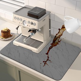 MINISOISO Kaffeemaschine Abtropfmatte, 60 x 40cm Abtropfmatte Geschirr, Schnelltrocknend Abtropfmatte, Saugfähige Trockenmatte Unterlage für Kaffeemaschine, Küche, Schwarz