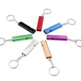Pack of 7 Whistle, Signal Whistle, Loud Emergency, Metal Emergency Whistle with Key Ring, Referee, Outdoor Emergency Survival Whistle