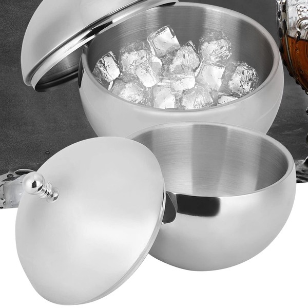 Ice Bucket with Lid, 2 L, Double Walled Thermal Stainless