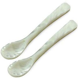Deluxe Mother of Pearl Caviar Spoon Egg Spoon L 11 cm Set of 2 Mother of Pearl Rectangular/High-Quality/Sturdy Quality