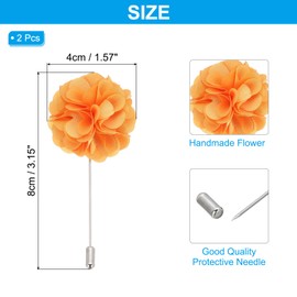 PATIKIL Flower Boutonnieres Pin, 2 Pcs Lapel Pin for Men Camellia Flower for Suit Wedding Graduation Anniversary Brooch Graduation Outfit Accessories, Yellow