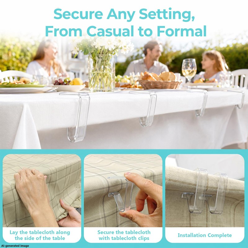 Table Cloth Holder Clips, 24 Pack Clear Tablecloth Clips for