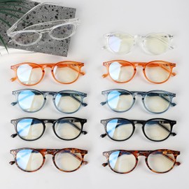 GTSY Women 10 Pack Blue Light Blocking Reading Glasses Spring Hinges Oval Round Computer Readers +1.25