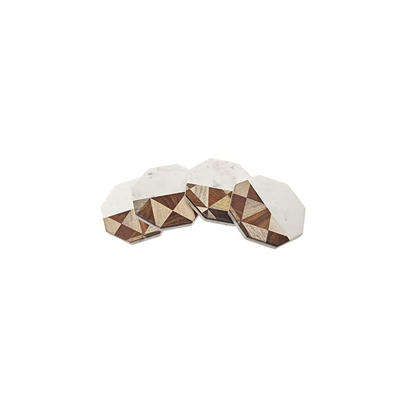 Marble and Wood Coasters for Drink Spill Tabletop Protector by