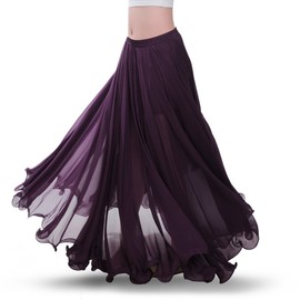 ROYAL SMEELA Falda de gasa para danza del vientre para mujer, traje de danza del vientre, falda de gasa de color sólido, Púrpura/Ombre Force., Talla única