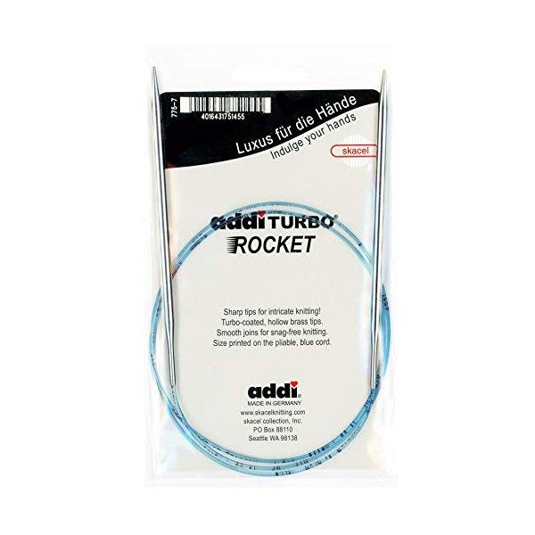 addi Circular Turbo Rocket Lace Skacel Blue Cord 40 inch