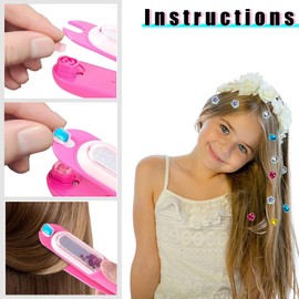 GERILKAI Hair Gem Stamper Kit - Bling Hair Jewels for Girls Toys,Hair Styling Tool with 24 Reusable Shining Rhinestones Hair Gems Rhinestone,Birthday Gifts Toys for Girls Ages 3-12