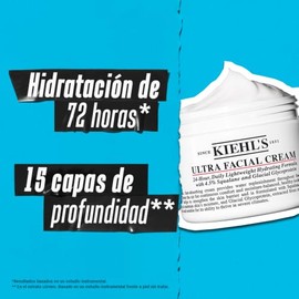 Kiehl’s Ultra Facial Cream - Crema Hidratante Facial, Textura Ultra Ligera de Absorción Rápida, Deja la Piel 2.3 Veces Más Hidratada al Instante. Fórmula con Escualano y Refuerza la Barrera de la Piel