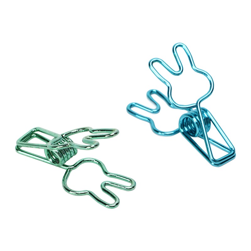 100 Pcs Cute Binder Clips Multipurpose Cartoon Rabbit Shape Blue