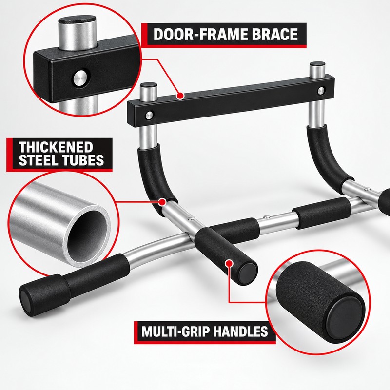 LINGPENG Doorway Pull Up Bar, No-Drill Multi-Grip Chin Up Bar