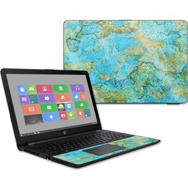 MightySkins Glossy Glitter Skin for HP 15t Laptop 15.6" (2017) - Teal Marble | Protective, Durable High-Gloss Glitter Finish | Easy to Apply, Remove, and Change Styles | Made in The USA