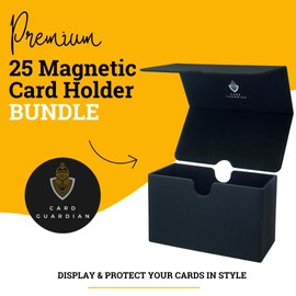 Card Guardian - Magnetic Card Holder Bundle | Premium Deck Box with 25 Magnetic Card Holders & Cleaning Cloth (Black)