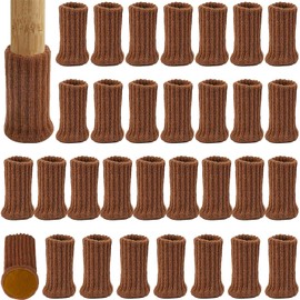 Pack of 32 Chair Socks Elastic Furniture Socks Knitted Felt Chair Leg Caps Thick Bottom Non-Slip Pads for Furniture Avoid Scratches/Noise for Chair Legs from 1 to 2 Inches (for Round/Square Chair
