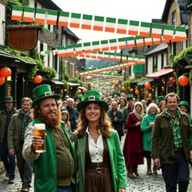 Lizzy St Patrick's Day Pennant Banner 4meter 11 Flags Pennants Irish Garland Rectangular Banner Green White and Orange Bunting Flag Hanging Party Decoration Supply (2)