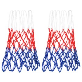 2PCS Basketball Net, Tri- Colour Netball Net Weighted and Bold Basketball Net Replacement, for Indoor and Outdoor Use