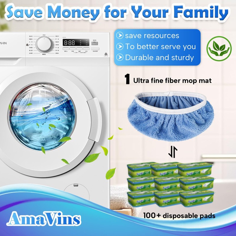 8 Pack Reusable Microfiber Mop Pads Compatible with Swiffer Sweeper