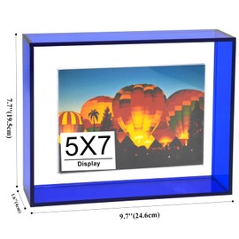 Mutellstory 5x7 Acrylic Picture Frame Neon Floating Photo Frame for Wall Mount and Tabletop Decorative in Gallery Home Office, Klein Blue