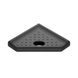Questech 5 inch Bathroom Organizer Corner Shower Caddy - Graphite Black Shower Foot Rest Geo Lugged for New Construction