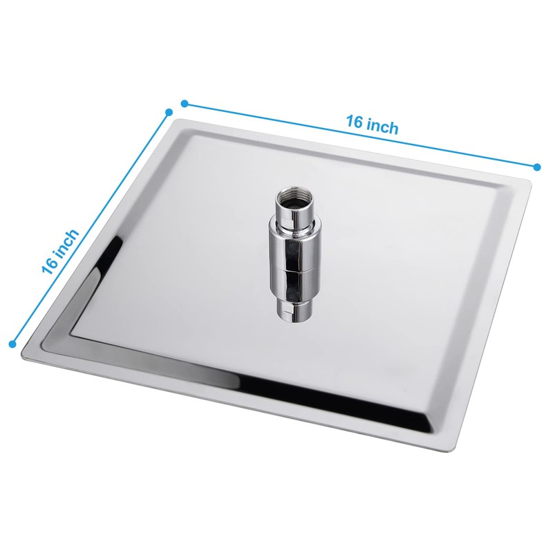 Lordear 16 Inch Rainfall Shower Head Solid Square Ultra Thin