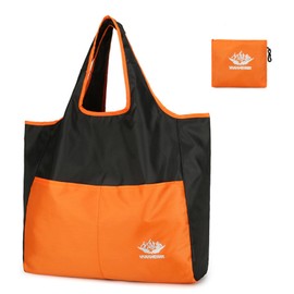 Yaunejea Shopping Bag, Folding Shopping Bag, Large Capacity, Convenience Store Bag, Compact, Waterproof Material, Lightweight, Storage, Large Bag, Shopping, Reusable Big Size, Tote Bag, orange