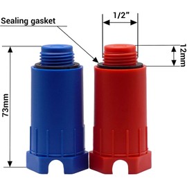 (Pack of 4) Construction Plugs 1/2", Red and Blue Plastic Pressure Plugs, Water Pressure Testing Plugs with Sealing Gaskets
