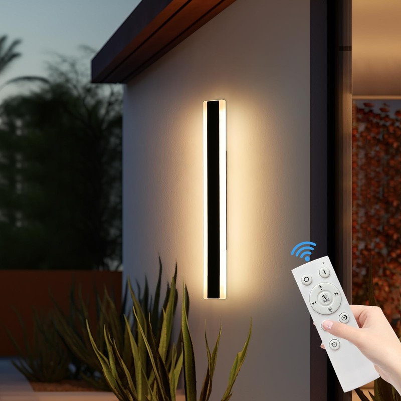 Daoseolo Outdoor Wall Light Fixture, 31.4inch Black Modern Linear Exterior
