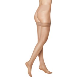 KUNERT Women's Hold-Up Stockings Beauty 7 Non-Slip 7 Denier, Tan 1003