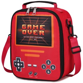 ACESAK Game Lunch Box for Boys - Cool Luminous Gamer Boys Insulated Lunch Bag - Reusable Portable Lunch Boxes for Boy Girls Cooler for Kids Toddlers Teens Picnic School Daycare (Red
