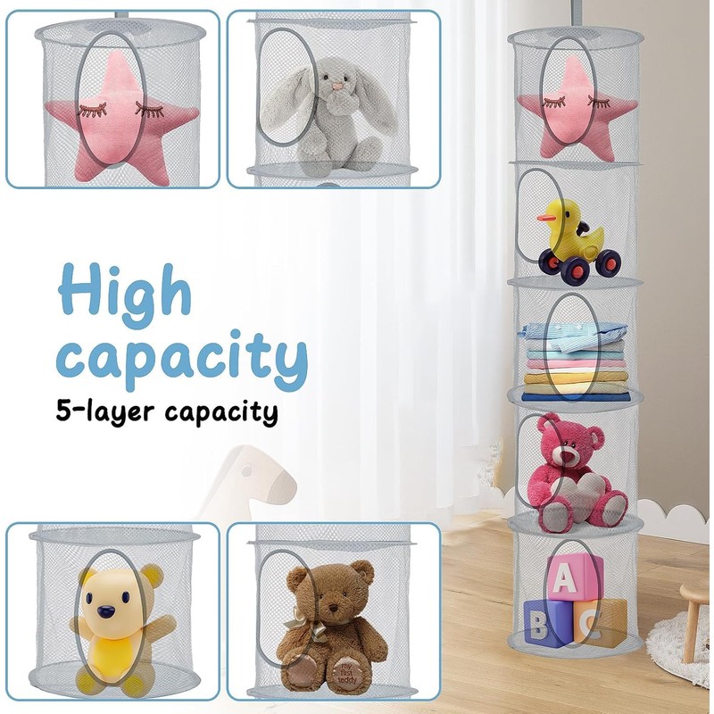 Linyongc Mesh Hanging Storage Space Saver Bag, 1Pc Foldable Hanging