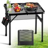 Ciavca Upgraded Folding Grill Table - Metal Portable Camping Table,