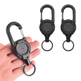 [MNWMNW] Reel Keychain, Cut Resistant, Abrasion Resistant, Key Chain, Carabiner, Key Chain, Reel Strap, Key Chain, Stretchable, Steel Wire, Wire Keychain, Stretchable, Up to 23.6 inches (60 cm), Pack
