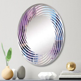 DesignQ Factories wall mirror, Oval 0 mirror, Round Blue bathroom mirror, Factories vanity mirror Innovations In Abstract Factory Symmetry printed mirror decor, oval mirror 20x30